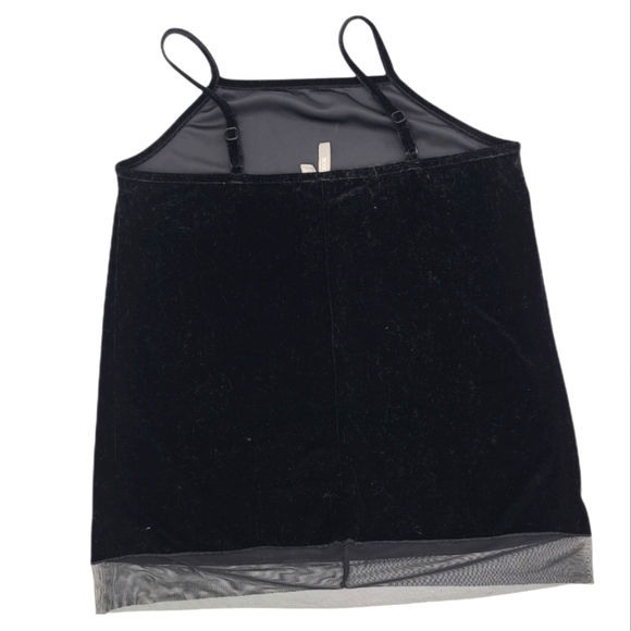 ASOS Velvet Tulle Tank Top Size 6 Black Sheer Hem - Picture 5 of 6